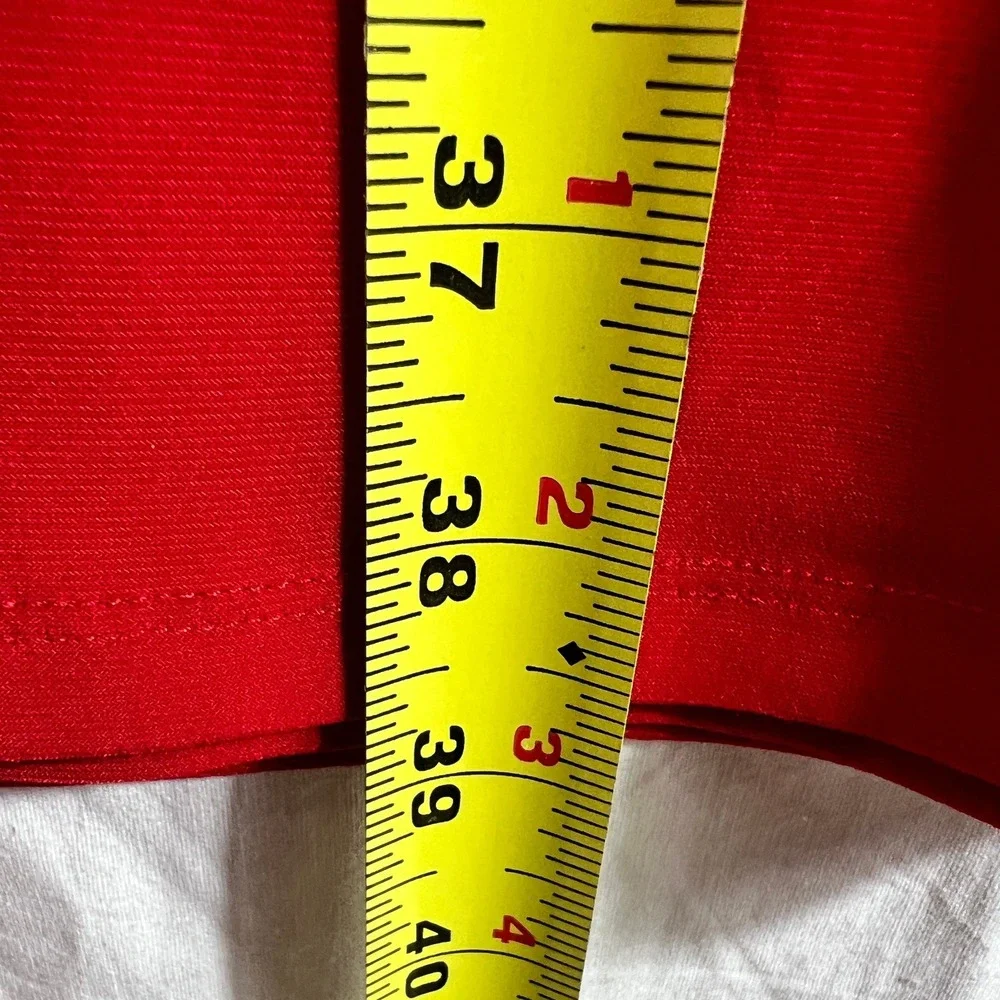 Lauren Ralph Lauren Women Red Ruched Faux Wrap Sheath Dress Sz 14 V Neck Stretch